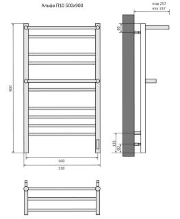 Электрический полотенцесушитель Aquatek Альфа AQ EL RRP1090BL П10 50x90см чёрный муар